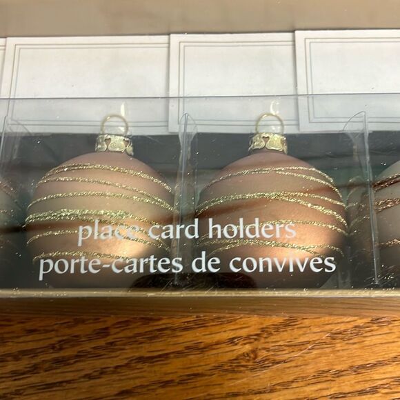 Pier 1 Holiday Ornament Balls Place Card Holders set of 12 w/name tag, new - Picture 5 of 7